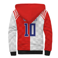 Custom Croatia Hrvatska Football Sherpa Hoodie Halftone Checkerboard National Crest