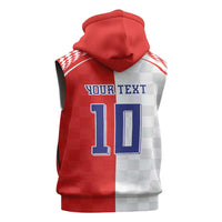 Custom Croatia Hrvatska Football Sleeveless Hoodie Halftone Checkerboard National Crest