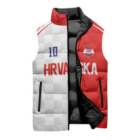 Custom Croatia Hrvatska Football Sleeveless Puffer Jacket Halftone Checkerboard National Crest