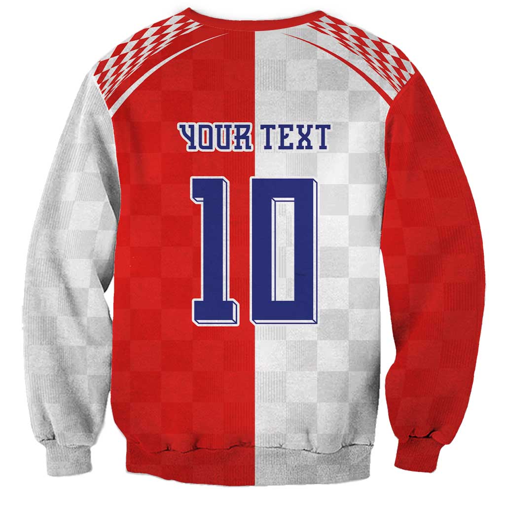 Custom Croatia Hrvatska Football Sweatshirt Halftone Checkerboard National Crest