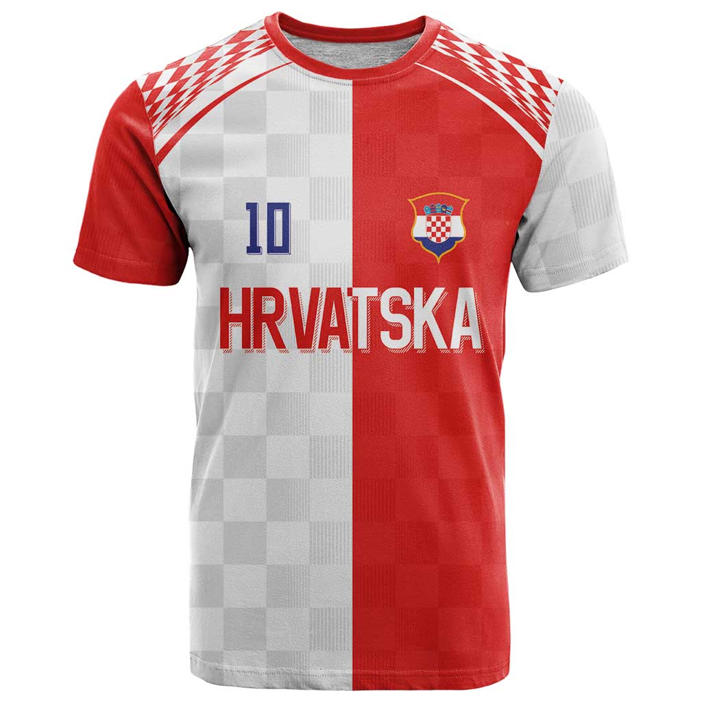 Custom Croatia Hrvatska Football T Shirt Halftone Checkerboard National Crest