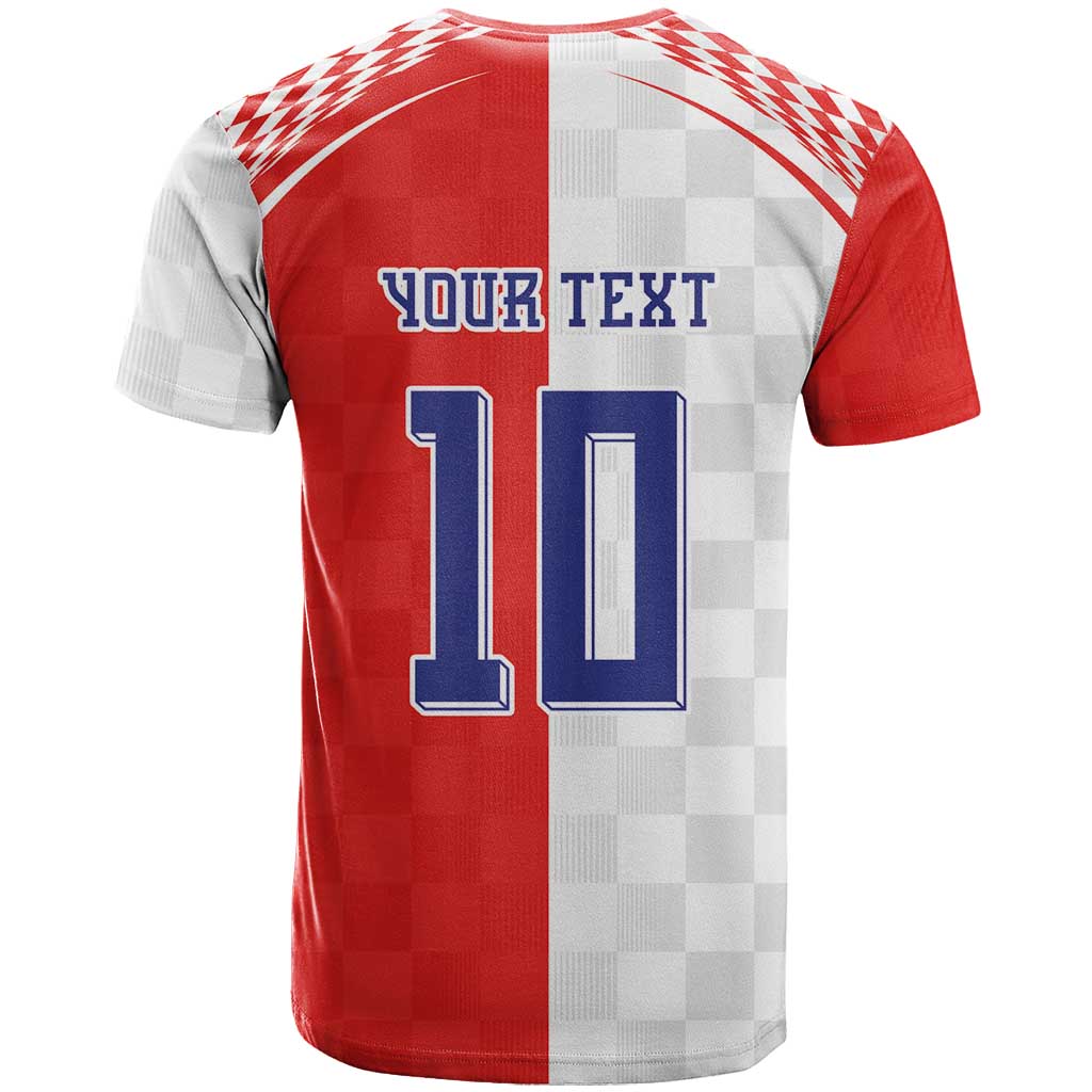 Custom Croatia Hrvatska Football T Shirt Halftone Checkerboard National Crest