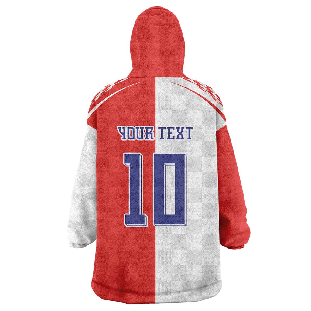 Custom Croatia Hrvatska Football Wearable Blanket Hoodie Halftone Checkerboard National Crest