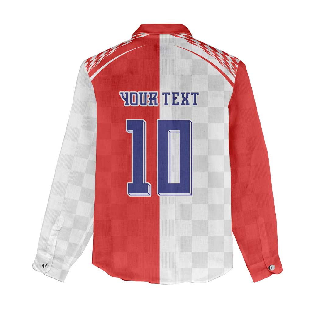 Custom Croatia Hrvatska Football Women Casual Shirt Halftone Checkerboard National Crest