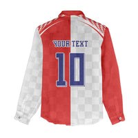 Custom Croatia Hrvatska Football Women Casual Shirt Halftone Checkerboard National Crest