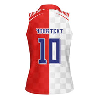 Custom Croatia Hrvatska Football Women Sleeveless Polo Shirt Halftone Checkerboard National Crest