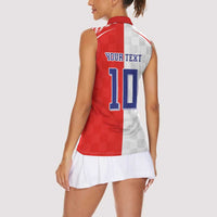 Custom Croatia Hrvatska Football Women Sleeveless Polo Shirt Halftone Checkerboard National Crest