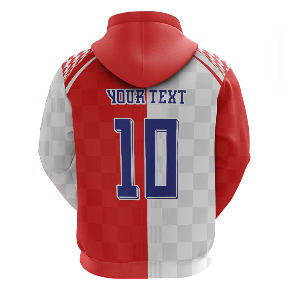 Custom Croatia Hrvatska Football Zip Hoodie Halftone Checkerboard National Crest