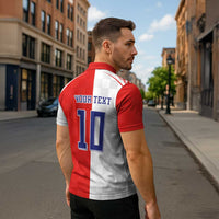 Custom Croatia Hrvatska Football Zipper Polo Shirt Halftone Checkerboard National Crest