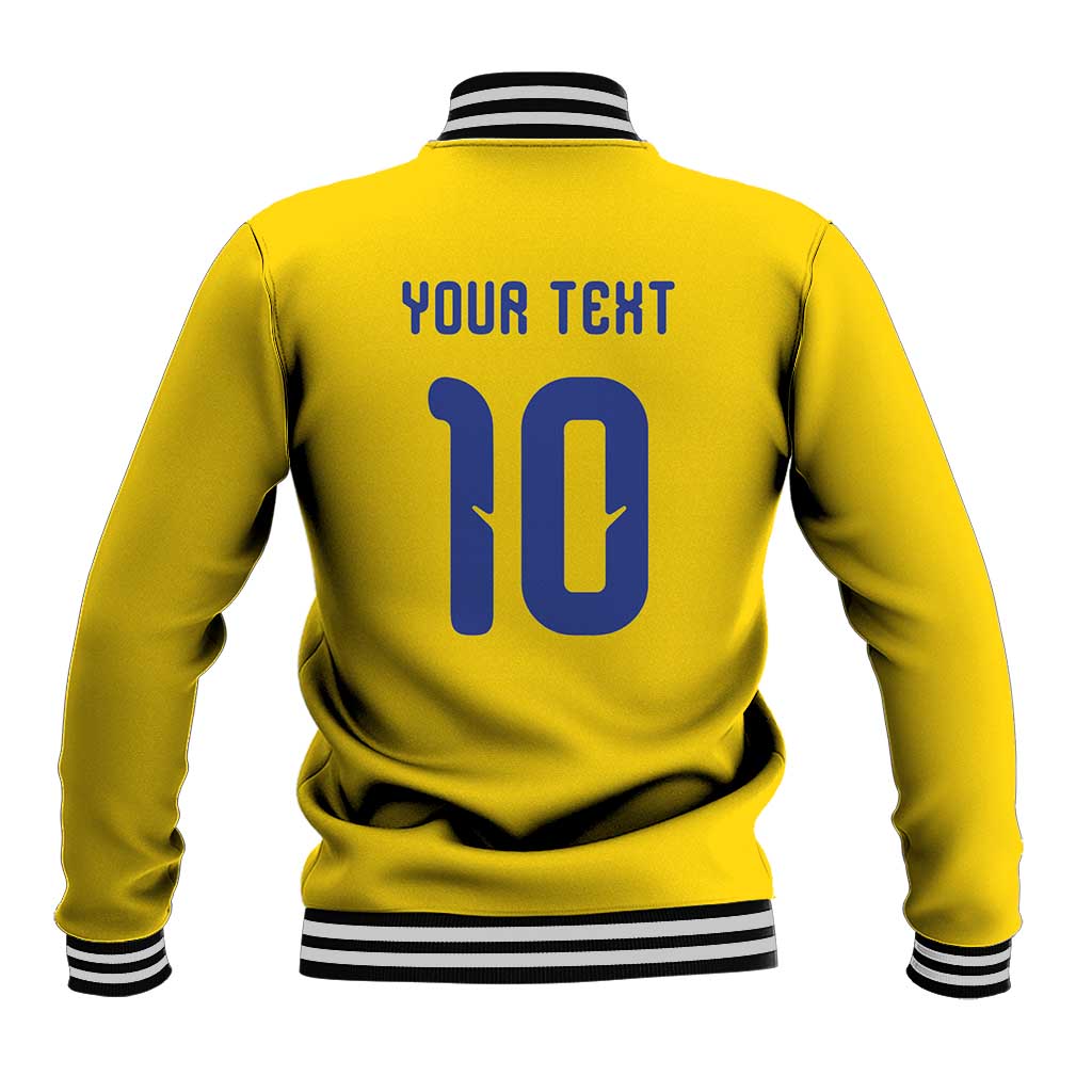 Custom Sweden Sverige Football Baseball Jacket Nordic Cross Pattern With Traditional Sverige Heritage Crest