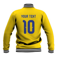 Custom Sweden Sverige Football Baseball Jacket Nordic Cross Pattern With Traditional Sverige Heritage Crest