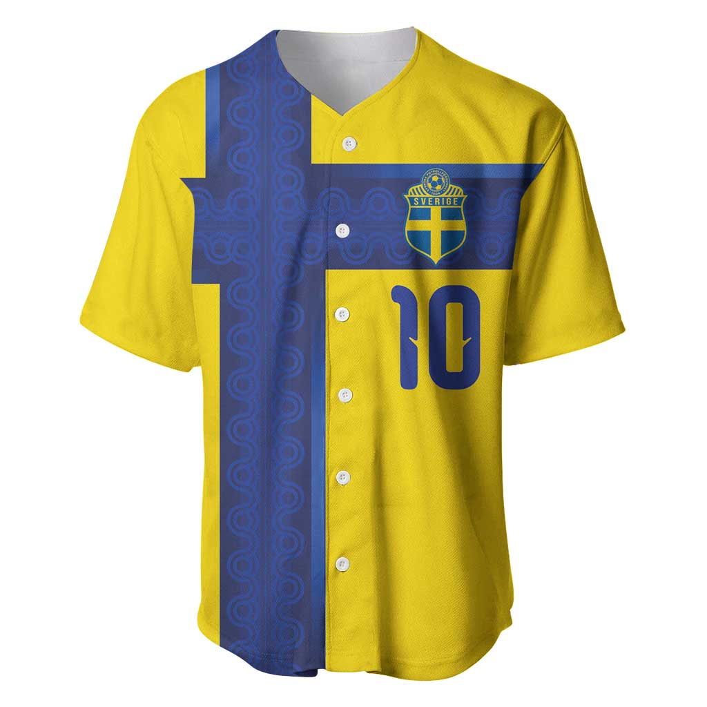 Custom Sweden Sverige Football Baseball Jersey Nordic Cross Pattern With Traditional Sverige Heritage Crest