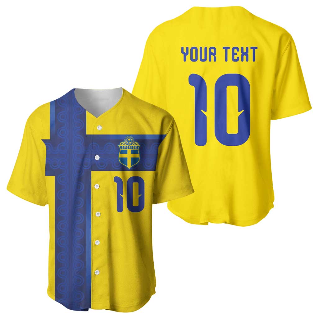 Custom Sweden Sverige Football Baseball Jersey Nordic Cross Pattern With Traditional Sverige Heritage Crest