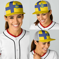 Sweden Sverige Football Baseball Net Cap Nordic Cross Pattern With Traditional Sverige Heritage Crest