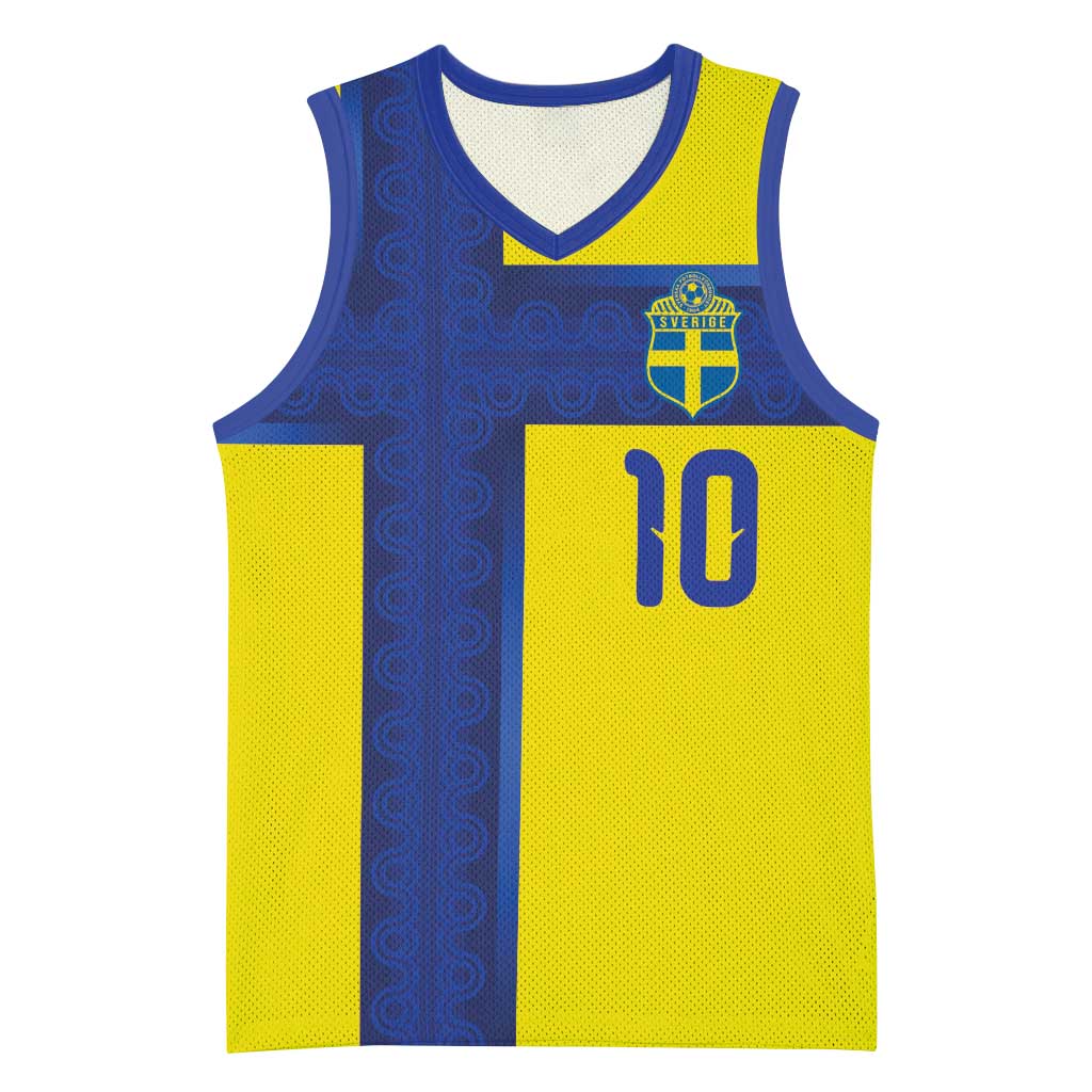 Custom Sweden Sverige Football Basketball Jersey Nordic Cross Pattern With Traditional Sverige Heritage Crest
