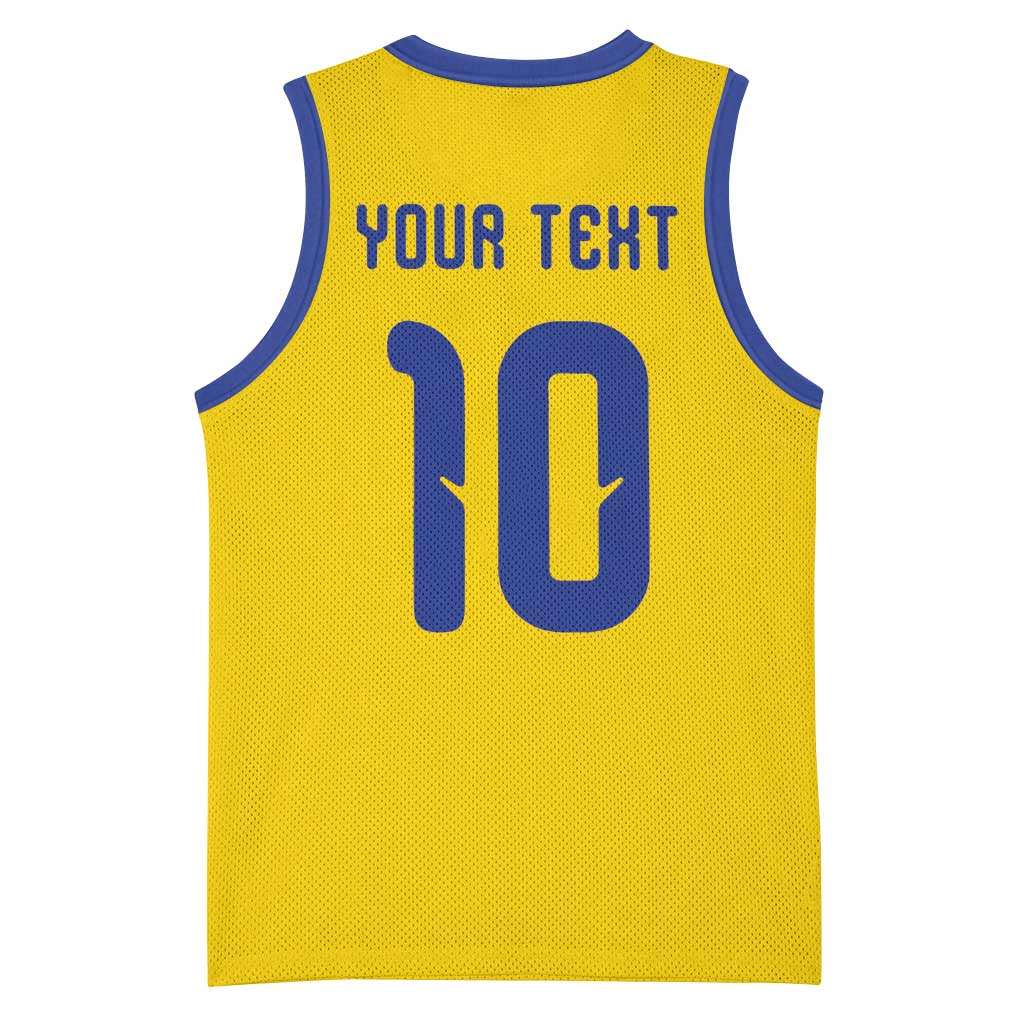 Custom Sweden Sverige Football Basketball Jersey Nordic Cross Pattern With Traditional Sverige Heritage Crest