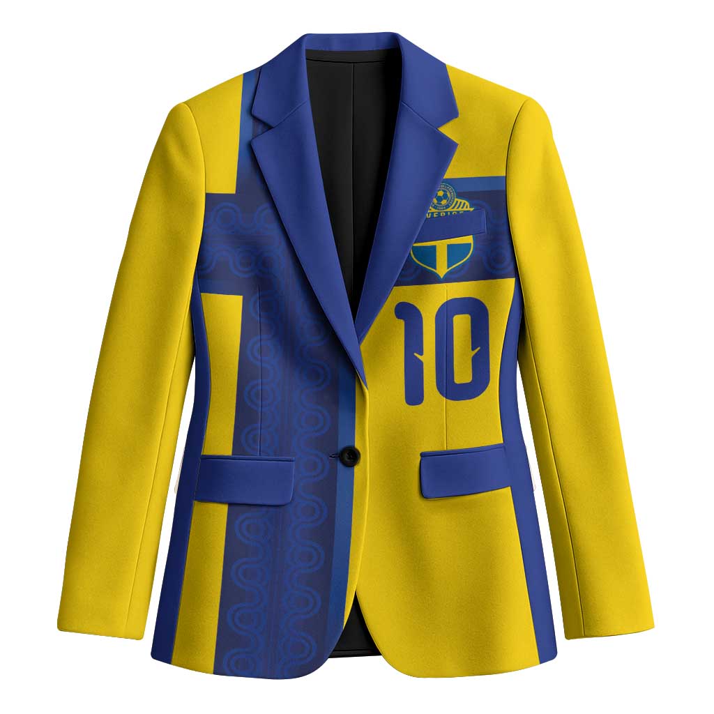 Custom Sweden Sverige Football Blazer Nordic Cross Pattern With Traditional Sverige Heritage Crest