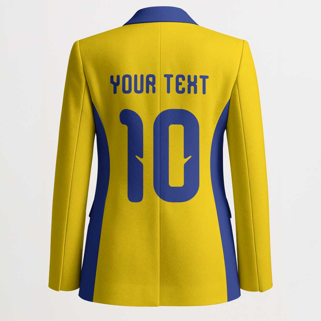 Custom Sweden Sverige Football Blazer Nordic Cross Pattern With Traditional Sverige Heritage Crest