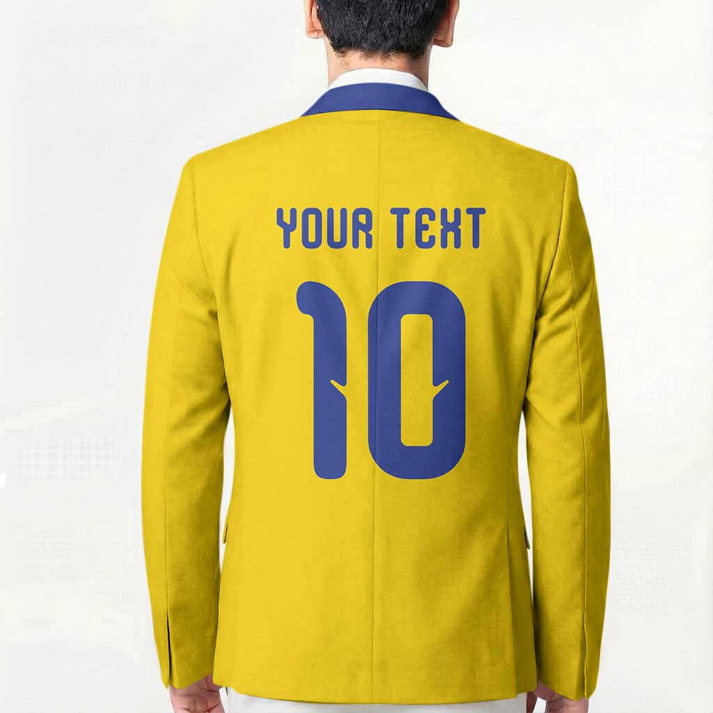 Custom Sweden Sverige Football Blazer Nordic Cross Pattern With Traditional Sverige Heritage Crest