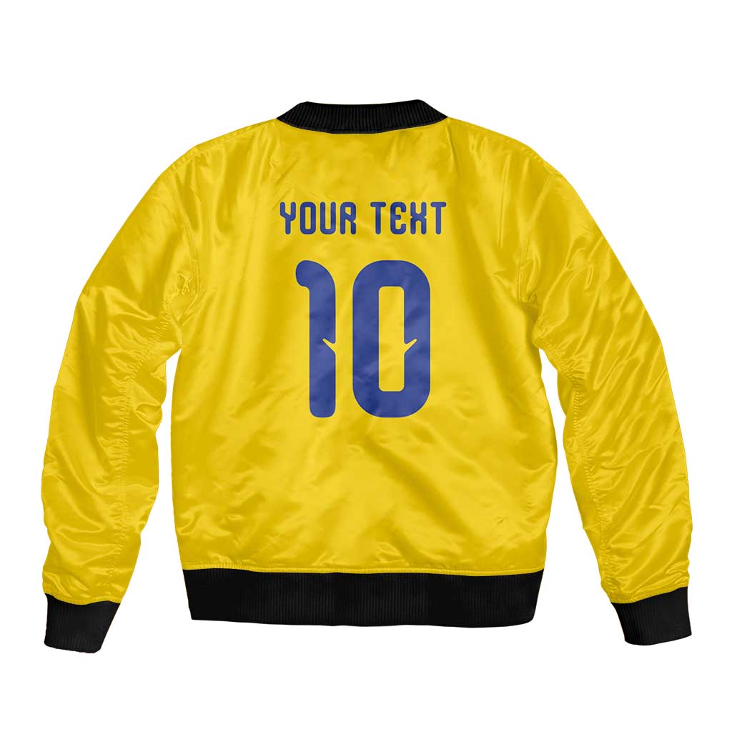 Custom Sweden Sverige Football Bomber Jacket Nordic Cross Pattern With Traditional Sverige Heritage Crest