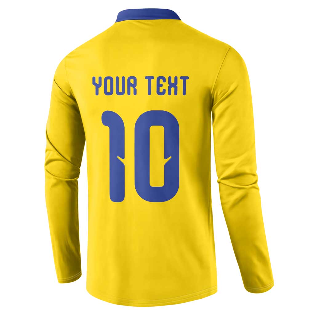 Custom Sweden Sverige Football Button Sweatshirt Nordic Cross Pattern With Traditional Sverige Heritage Crest