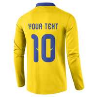 Custom Sweden Sverige Football Button Sweatshirt Nordic Cross Pattern With Traditional Sverige Heritage Crest