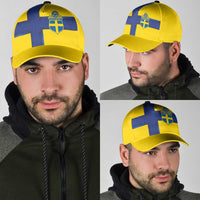 Sweden Sverige Football Classic Cap Nordic Cross Pattern With Traditional Sverige Heritage Crest