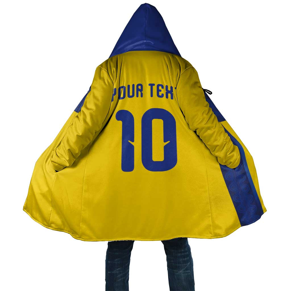 Custom Sweden Sverige Football Cloak Nordic Cross Pattern With Traditional Sverige Heritage Crest