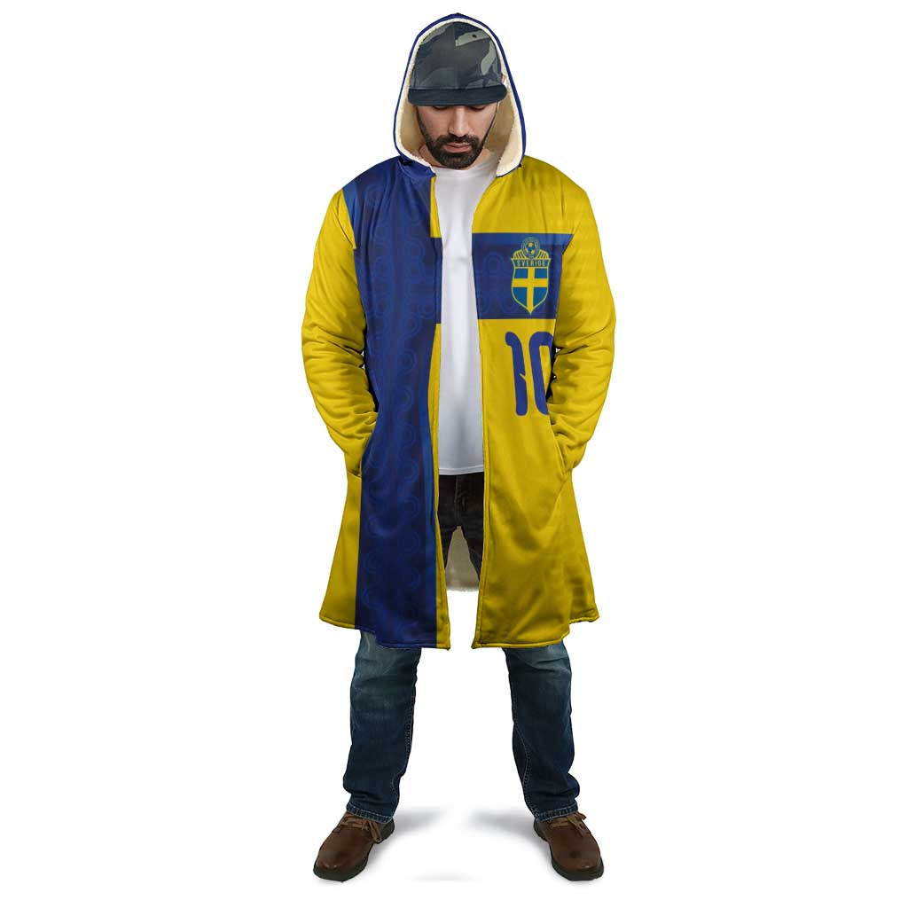 Custom Sweden Sverige Football Cloak Nordic Cross Pattern With Traditional Sverige Heritage Crest
