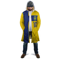 Custom Sweden Sverige Football Cloak Nordic Cross Pattern With Traditional Sverige Heritage Crest