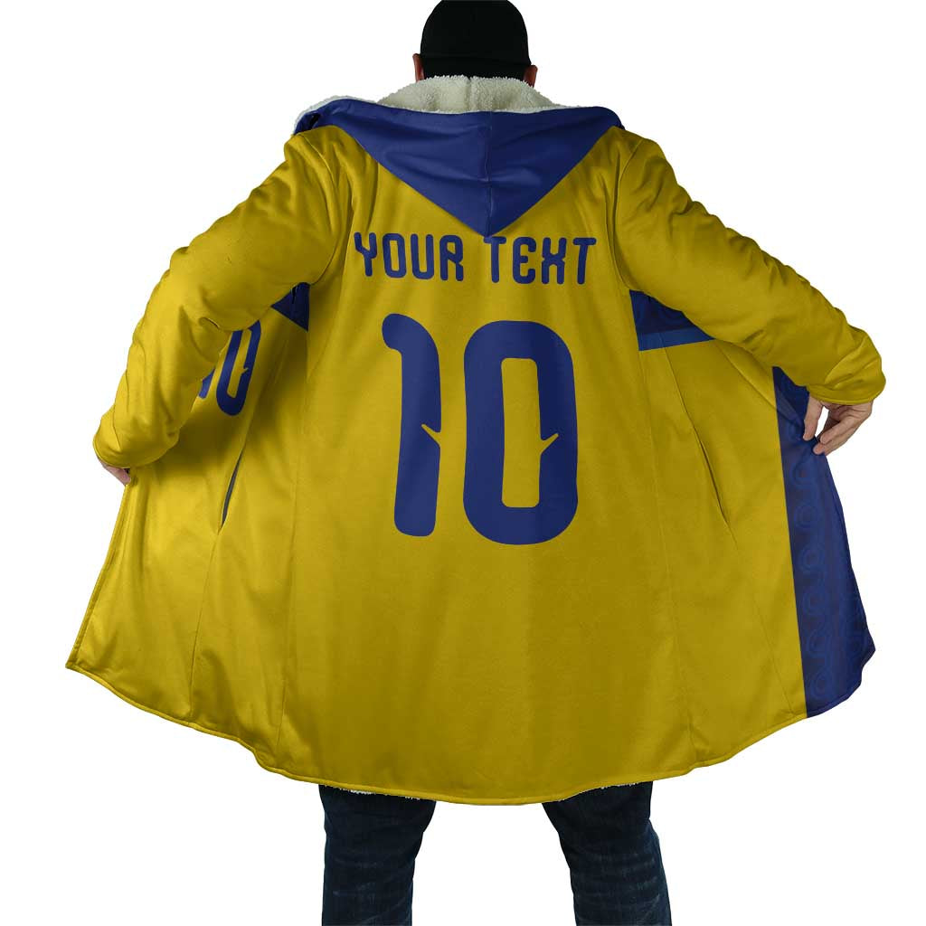 Custom Sweden Sverige Football Cloak Nordic Cross Pattern With Traditional Sverige Heritage Crest