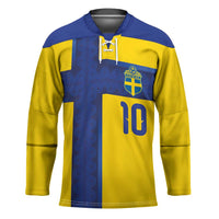 Custom Sweden Sverige Football Hockey Jersey Nordic Cross Pattern With Traditional Sverige Heritage Crest
