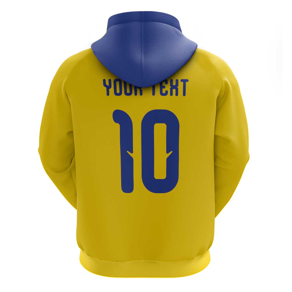 Custom Sweden Sverige Football Hoodie Nordic Cross Pattern With Traditional Sverige Heritage Crest