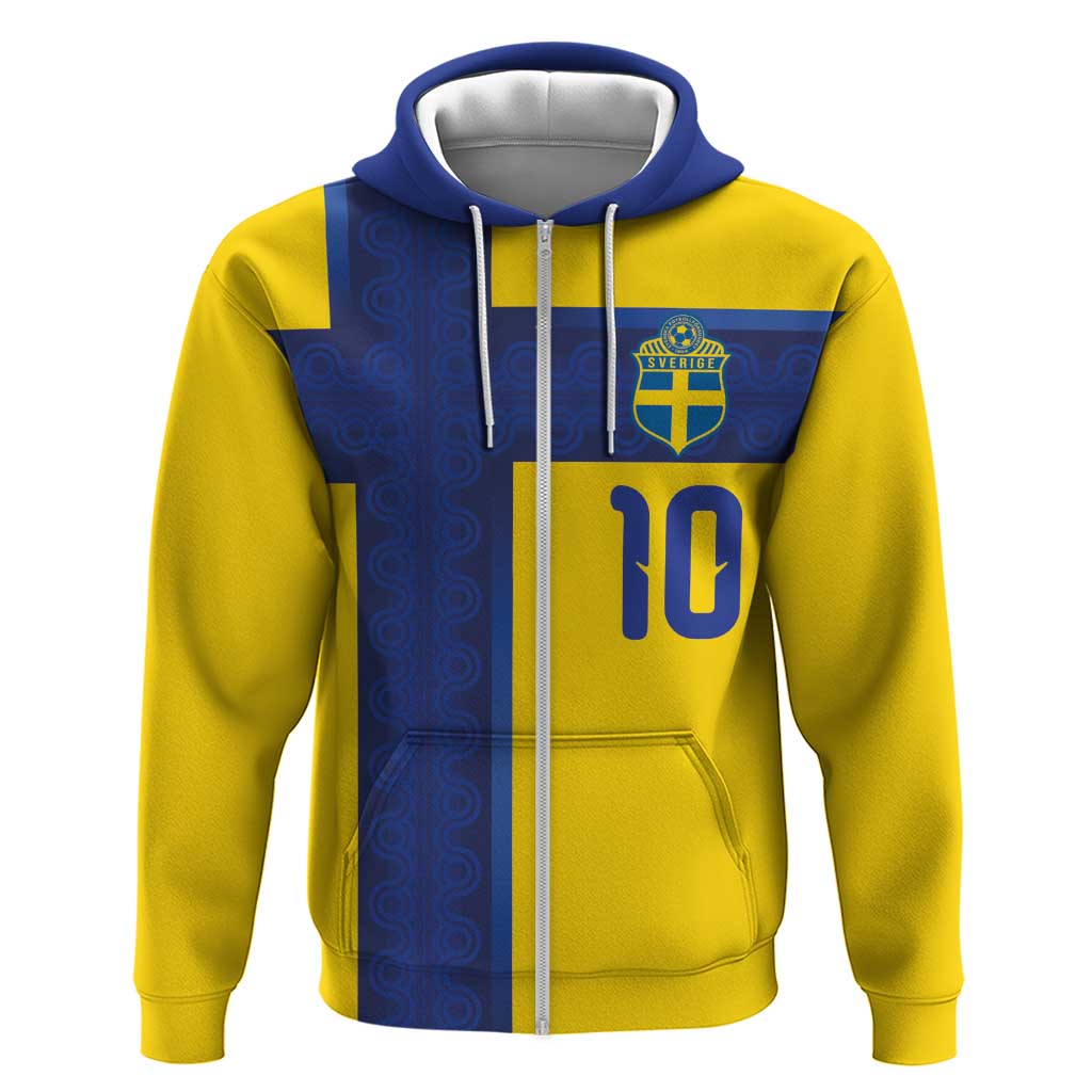 Custom Sweden Sverige Football Hoodie Nordic Cross Pattern With Traditional Sverige Heritage Crest