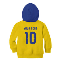 Custom Sweden Sverige Football Kid Hoodie Nordic Cross Pattern With Traditional Sverige Heritage Crest
