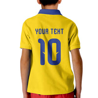 Custom Sweden Sverige Football Kid Polo Shirt Nordic Cross Pattern With Traditional Sverige Heritage Crest