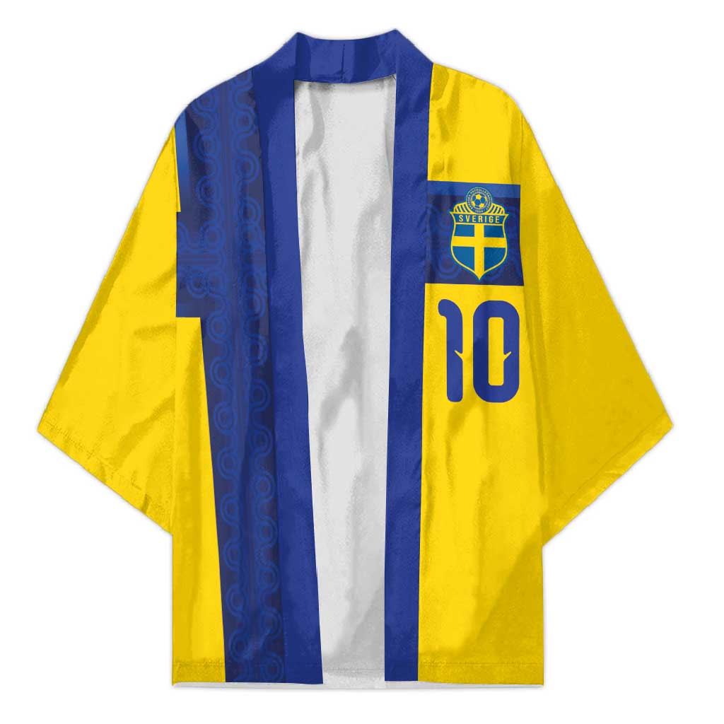 Custom Sweden Sverige Football Kimono Nordic Cross Pattern With Traditional Sverige Heritage Crest
