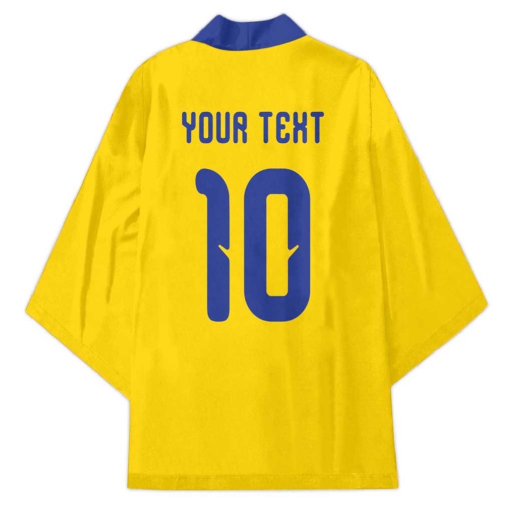 Custom Sweden Sverige Football Kimono Nordic Cross Pattern With Traditional Sverige Heritage Crest