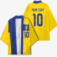 Custom Sweden Sverige Football Kimono Nordic Cross Pattern With Traditional Sverige Heritage Crest