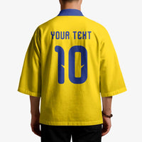 Custom Sweden Sverige Football Kimono Nordic Cross Pattern With Traditional Sverige Heritage Crest