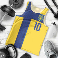 Custom Sweden Sverige Football Men Tank Top Nordic Cross Pattern With Traditional Sverige Heritage Crest