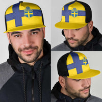 Sweden Sverige Football Mesh Trucker Cap Nordic Cross Pattern With Traditional Sverige Heritage Crest