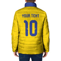 Custom Sweden Sverige Football Padded Jacket Nordic Cross Pattern With Traditional Sverige Heritage Crest