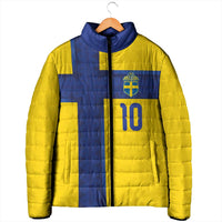 Custom Sweden Sverige Football Padded Jacket Nordic Cross Pattern With Traditional Sverige Heritage Crest