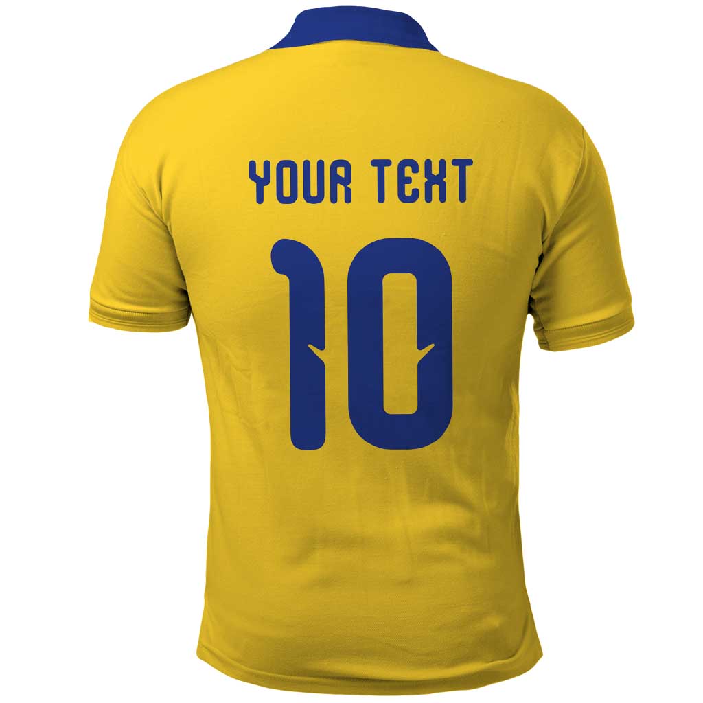 Custom Sweden Sverige Football Polo Shirt Nordic Cross Pattern With Traditional Sverige Heritage Crest