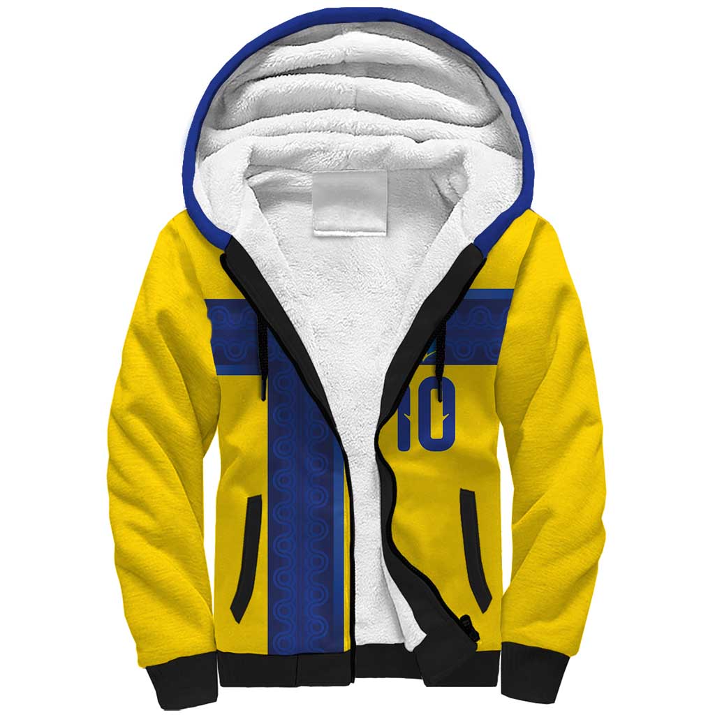 Custom Sweden Sverige Football Sherpa Hoodie Nordic Cross Pattern With Traditional Sverige Heritage Crest