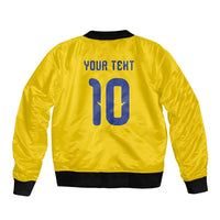 Custom Sweden Sverige Football Sleeve Zip Bomber Jacket Nordic Cross Pattern With Traditional Sverige Heritage Crest