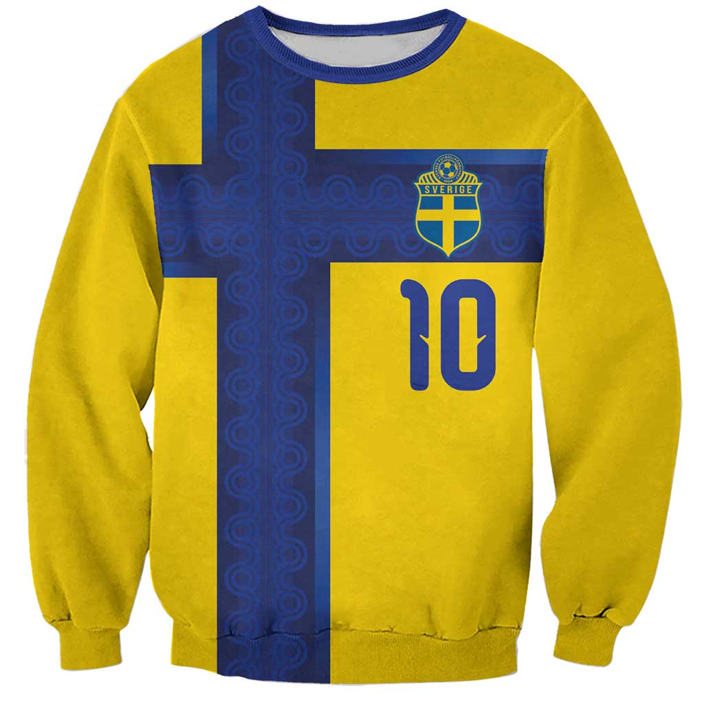 Custom Sweden Sverige Football Sweatshirt Nordic Cross Pattern With Traditional Sverige Heritage Crest