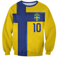 Custom Sweden Sverige Football Sweatshirt Nordic Cross Pattern With Traditional Sverige Heritage Crest
