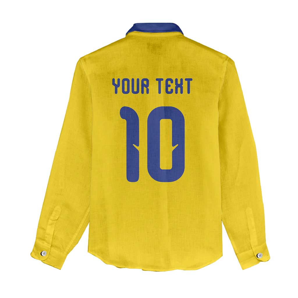 Custom Sweden Sverige Football Women Casual Shirt Nordic Cross Pattern With Traditional Sverige Heritage Crest